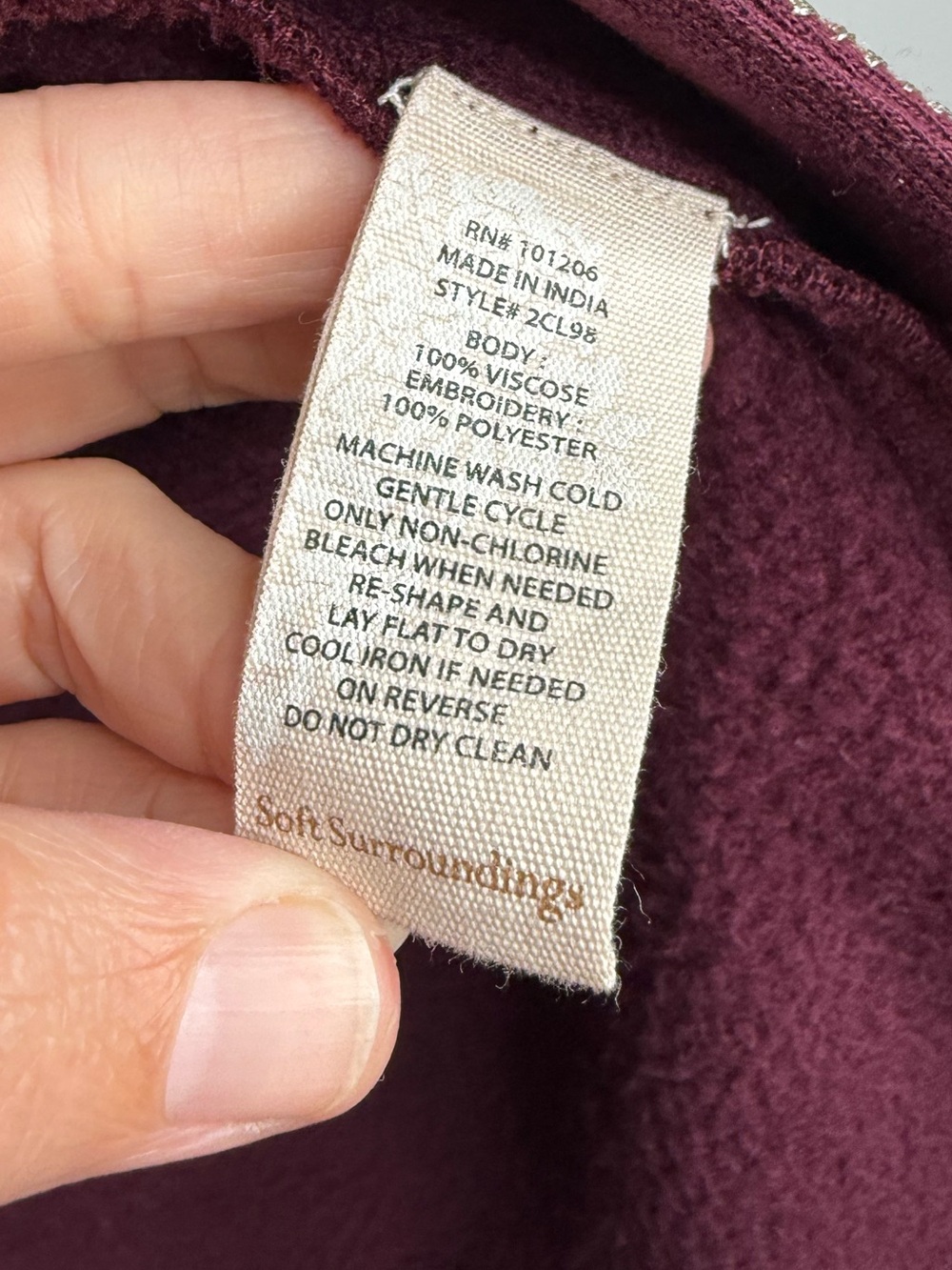 Soft Surroundings Embroidered Open Front Cardigan Kimono Fleece XS - Picture 6 of 10